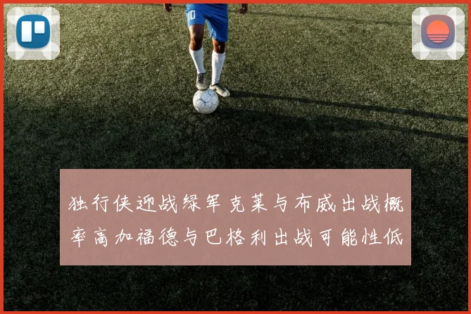 独行侠迎战绿军克莱与布威出战概率高加福德与巴格利出战可能性低